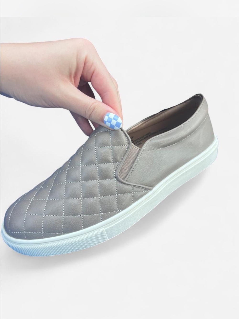 Quilted Slip-On Sneaker in Taupe with White Sole